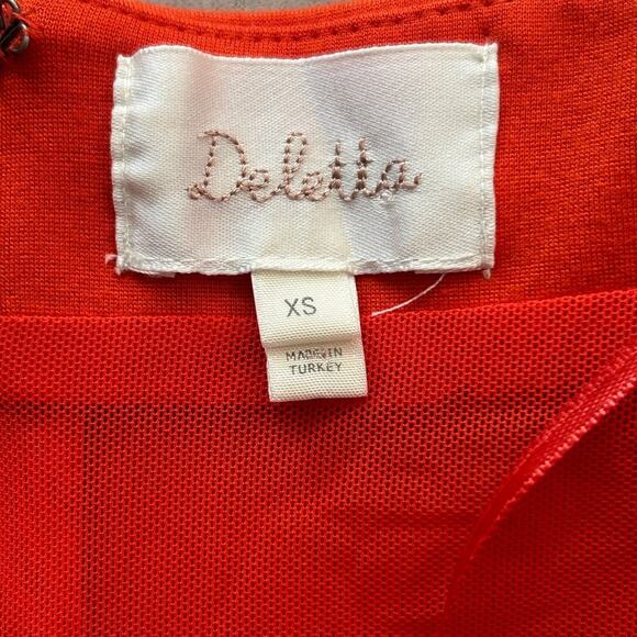 Anthropologie Deletta orange red off the shoulder retro 50s Grease style top XS - Picture 6 of 8